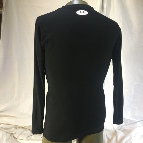 Under Armour Size L Black Mock Neck Compression Long Sleeve Shirt Mens Elastane - Picture 5 of 10